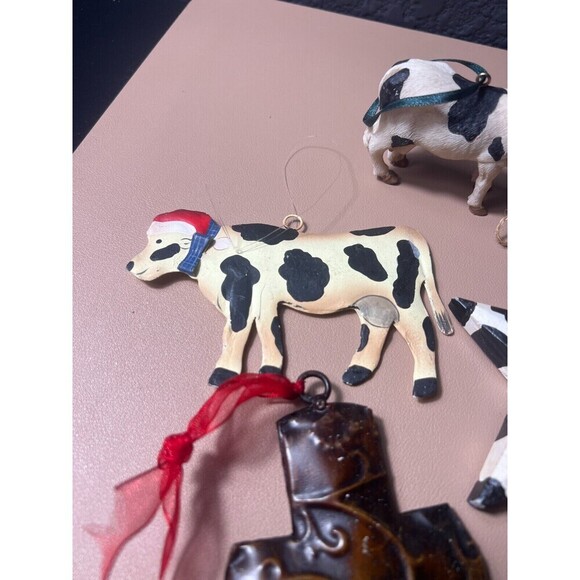 Lot of 4 Vintage Farmhouse Christmas Tree Hanging Ornaments Decorations Holiday - Picture 4 of 10